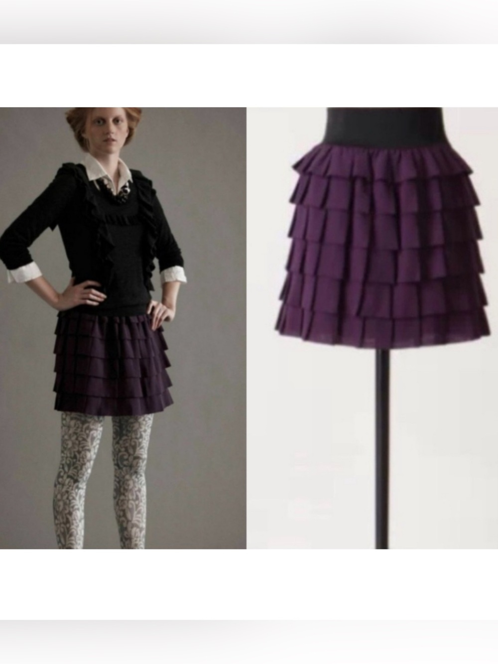 Anthropologie Floreat 2010s Purple Ruffle Mini Skirt Trendy